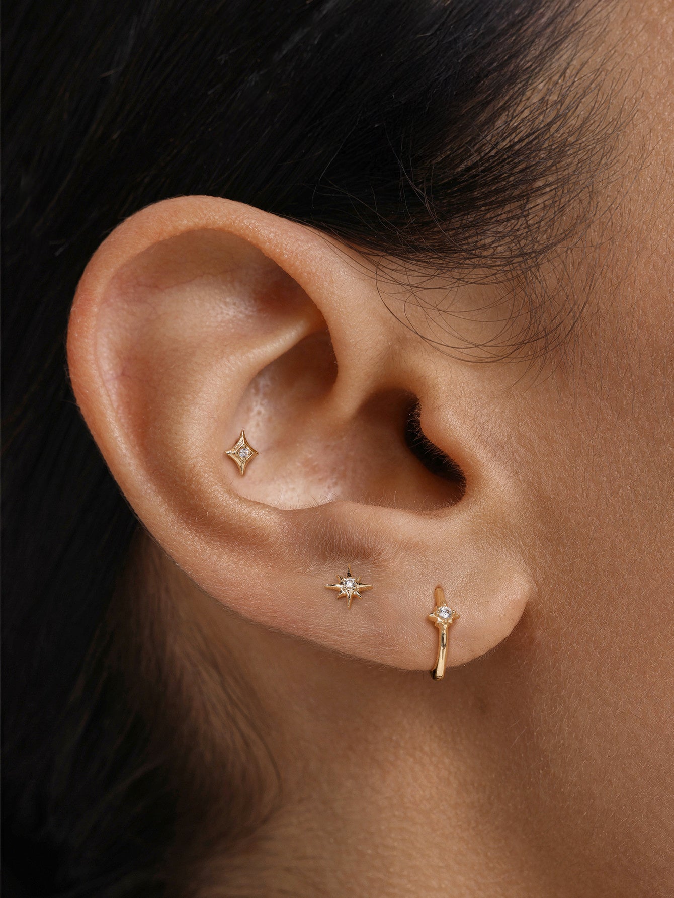 Basic Star Flatback Set in 14K Solid Gold