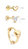 Heart  Flatback Set in 14K Solid Gold