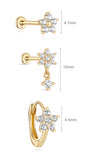Flower CZ Flatback Set in 14K Solid Gold