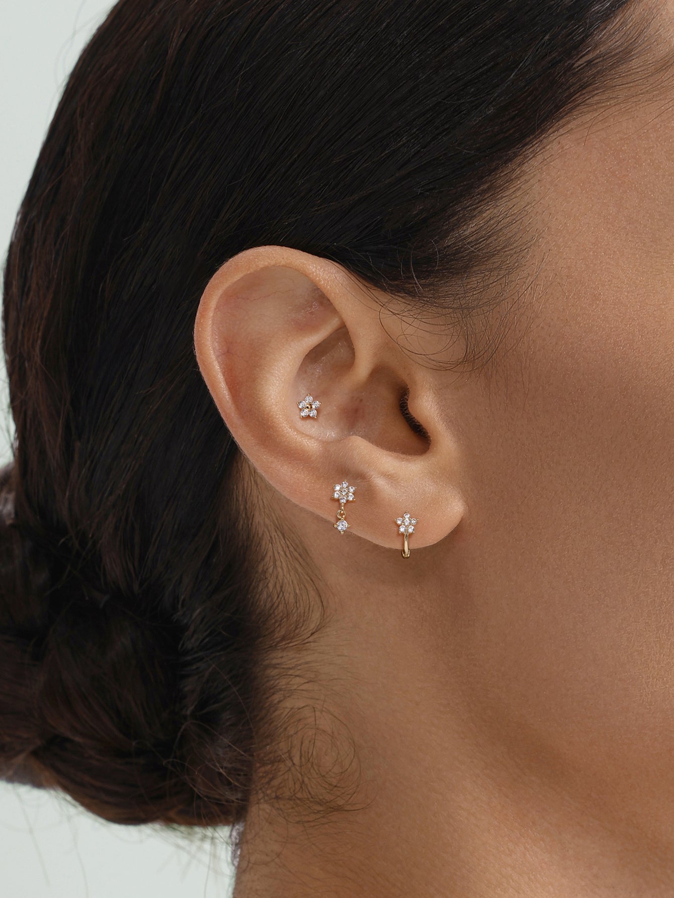 Flower CZ Flatback Set in 14K Solid Gold