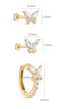 Butterfly CZ Flatback Set in 14K Solid Gold