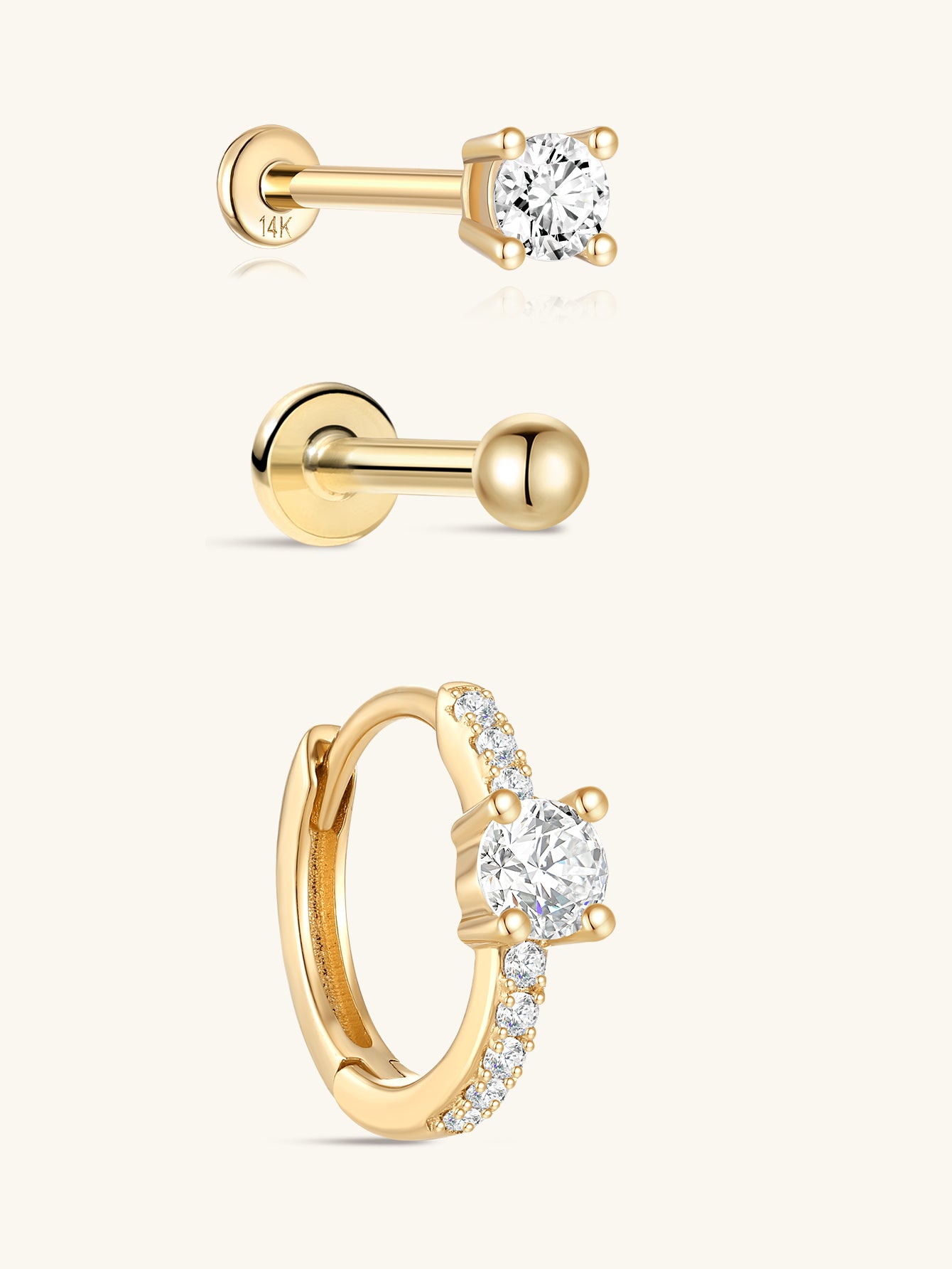 Classic Flatback Set in 14K Solid Gold