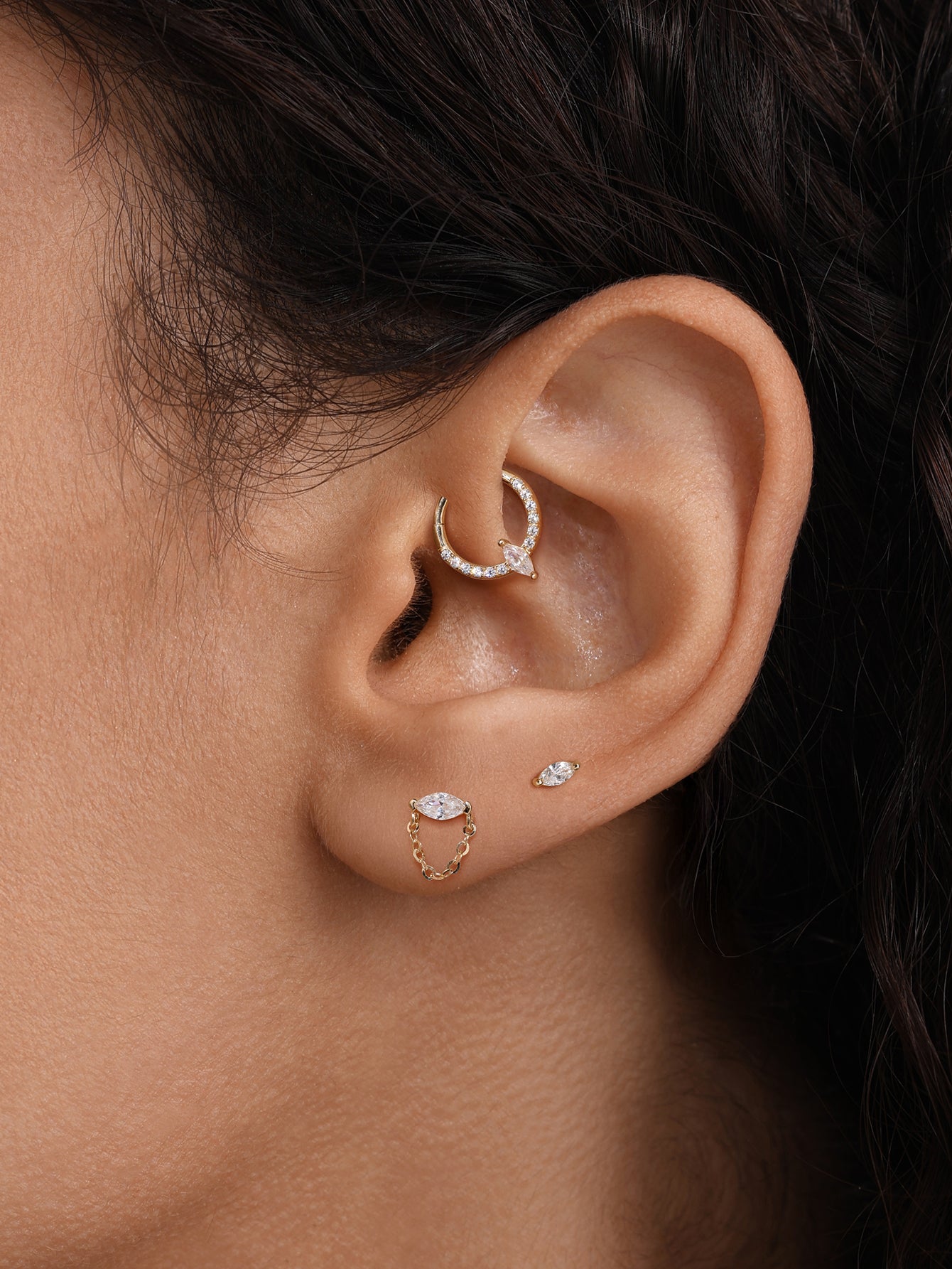 Classic Marquise Flatback Set in 14K Solid Gold