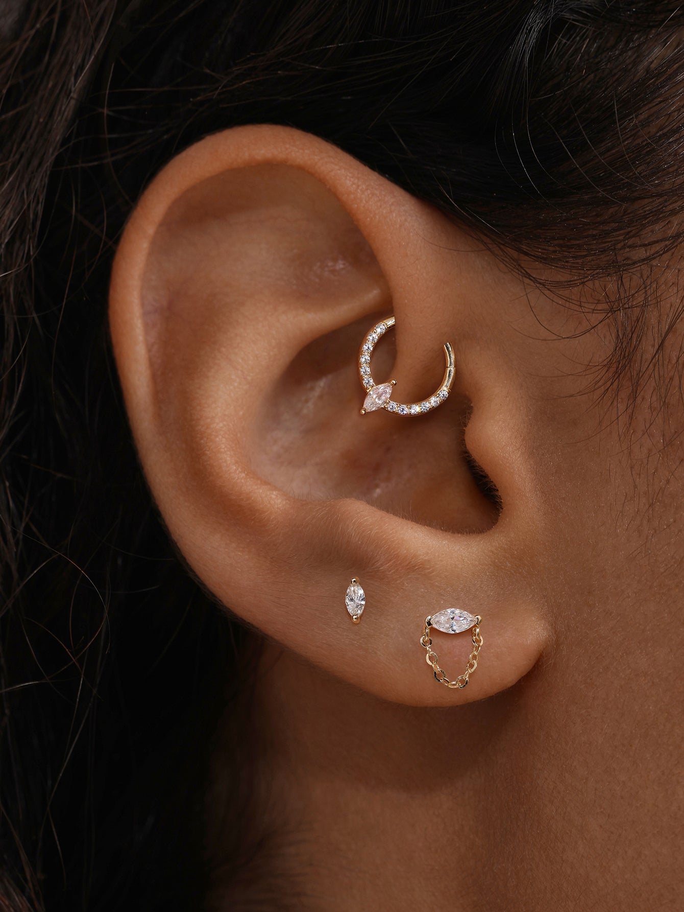 Classic Marquise Flatback Set in 14K Solid Gold