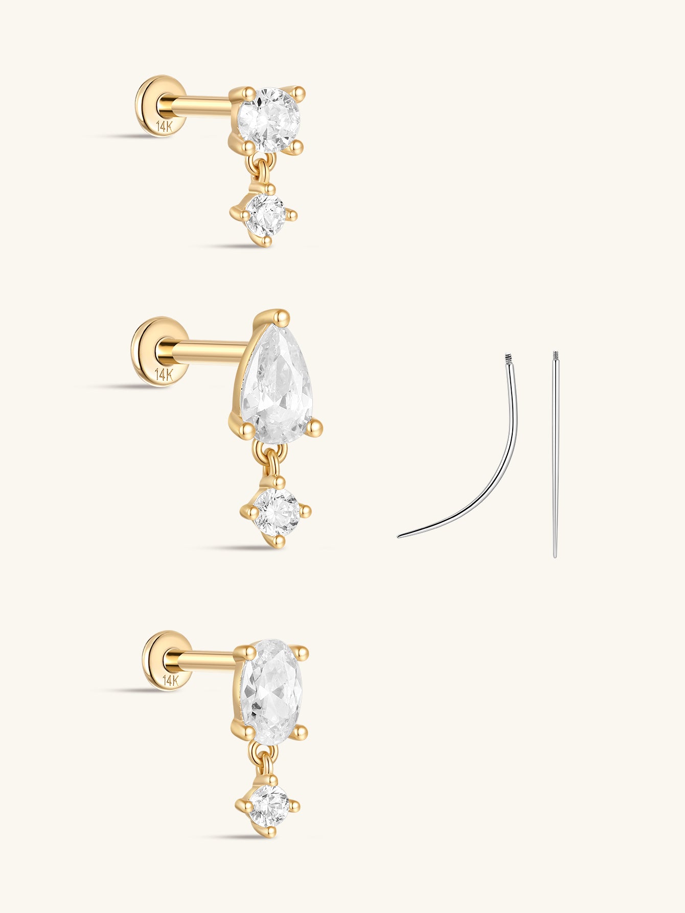 Oval CZ Pendant Flatback Set in 14K Solid Gold