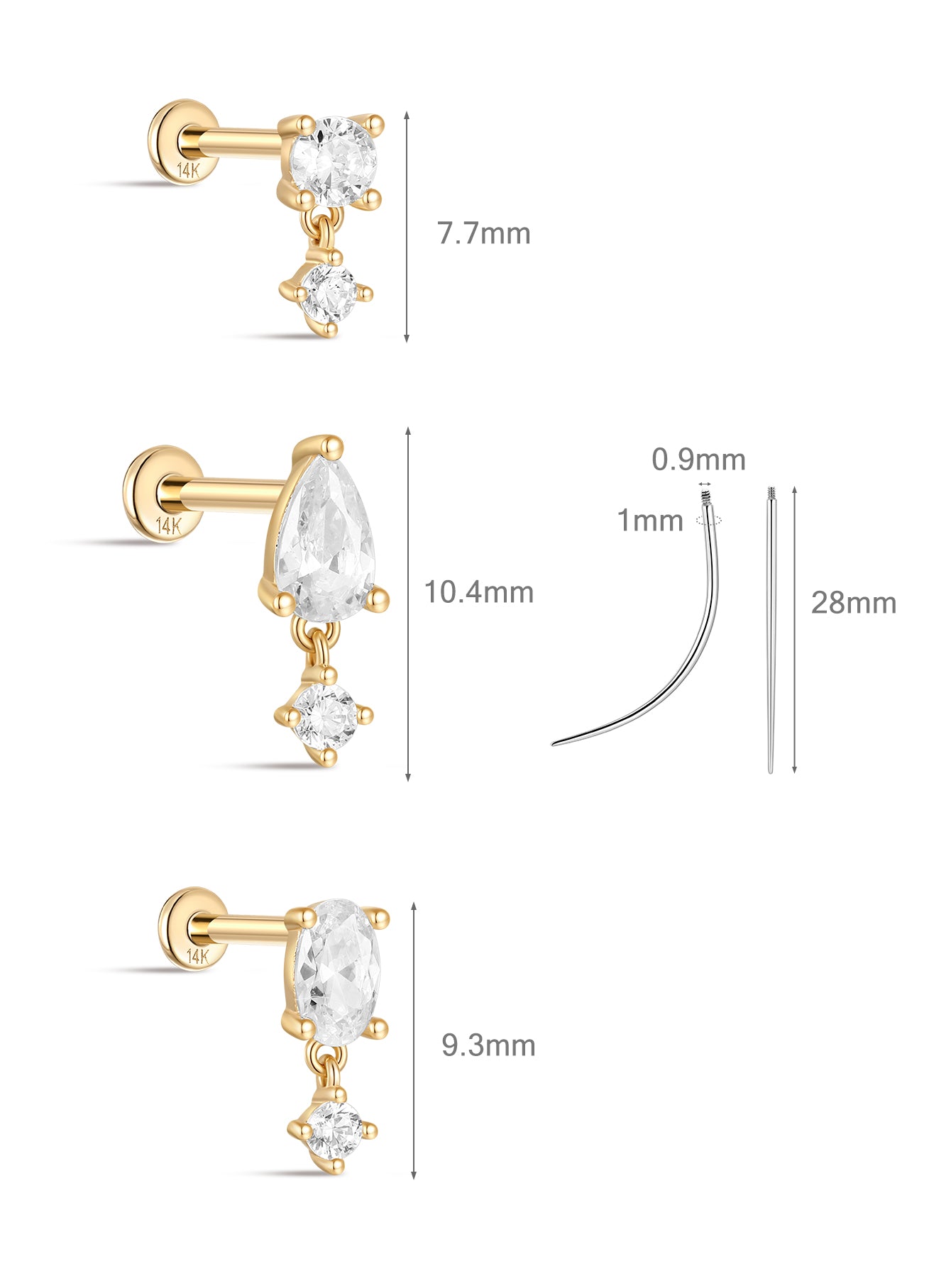 Oval CZ Pendant Flatback Set in 14K Solid Gold