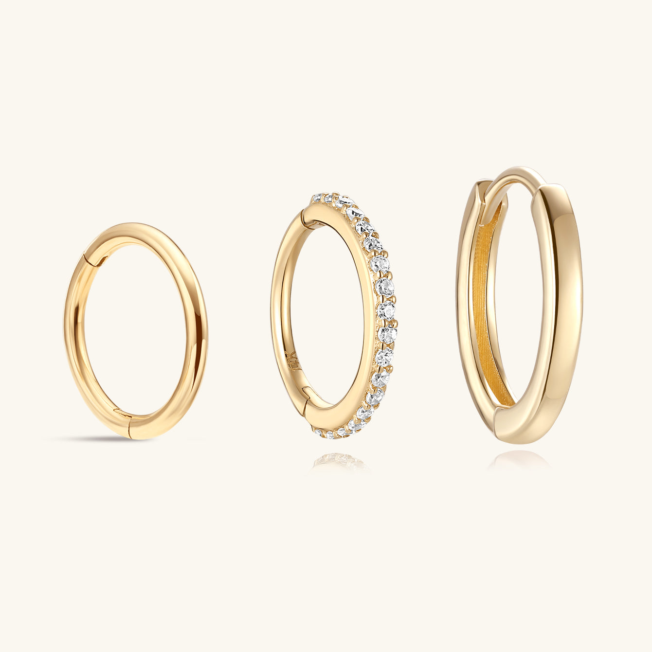 Classic Hoops Set in 14K Solid Gold