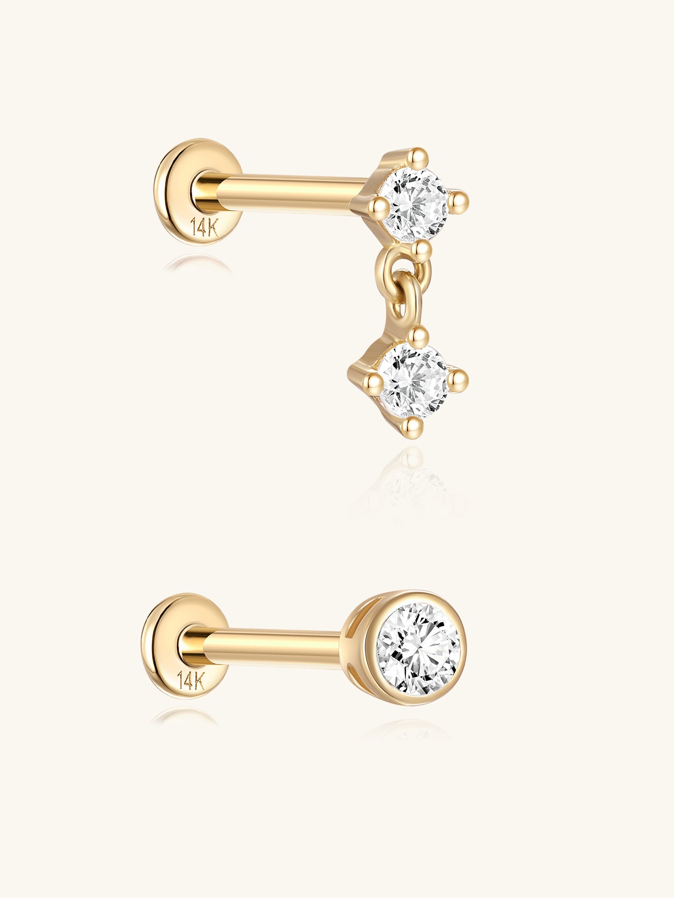 Minimalist Flatback Set in 14K Solid Gold