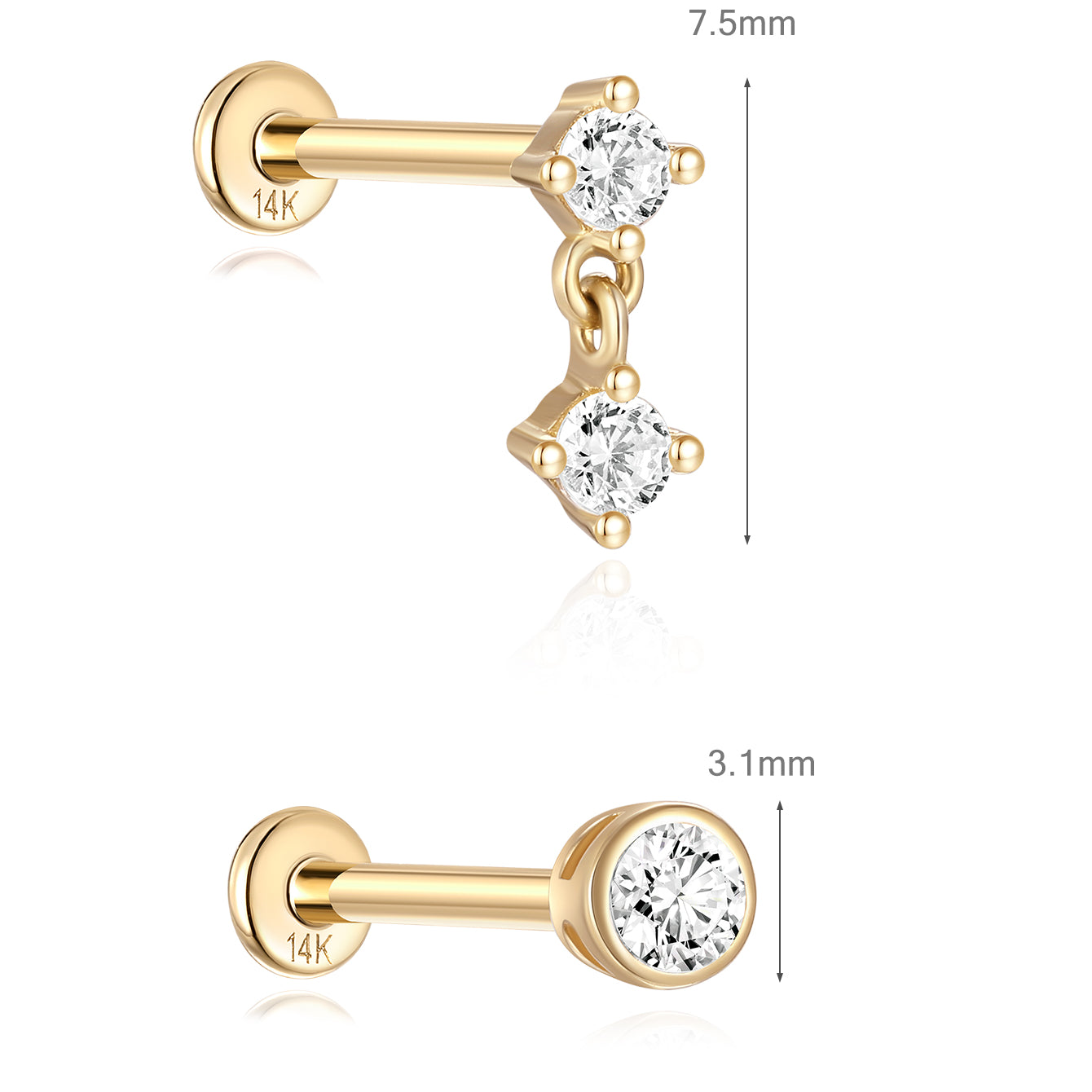 Minimalist Flatback Set in 14K Solid Gold