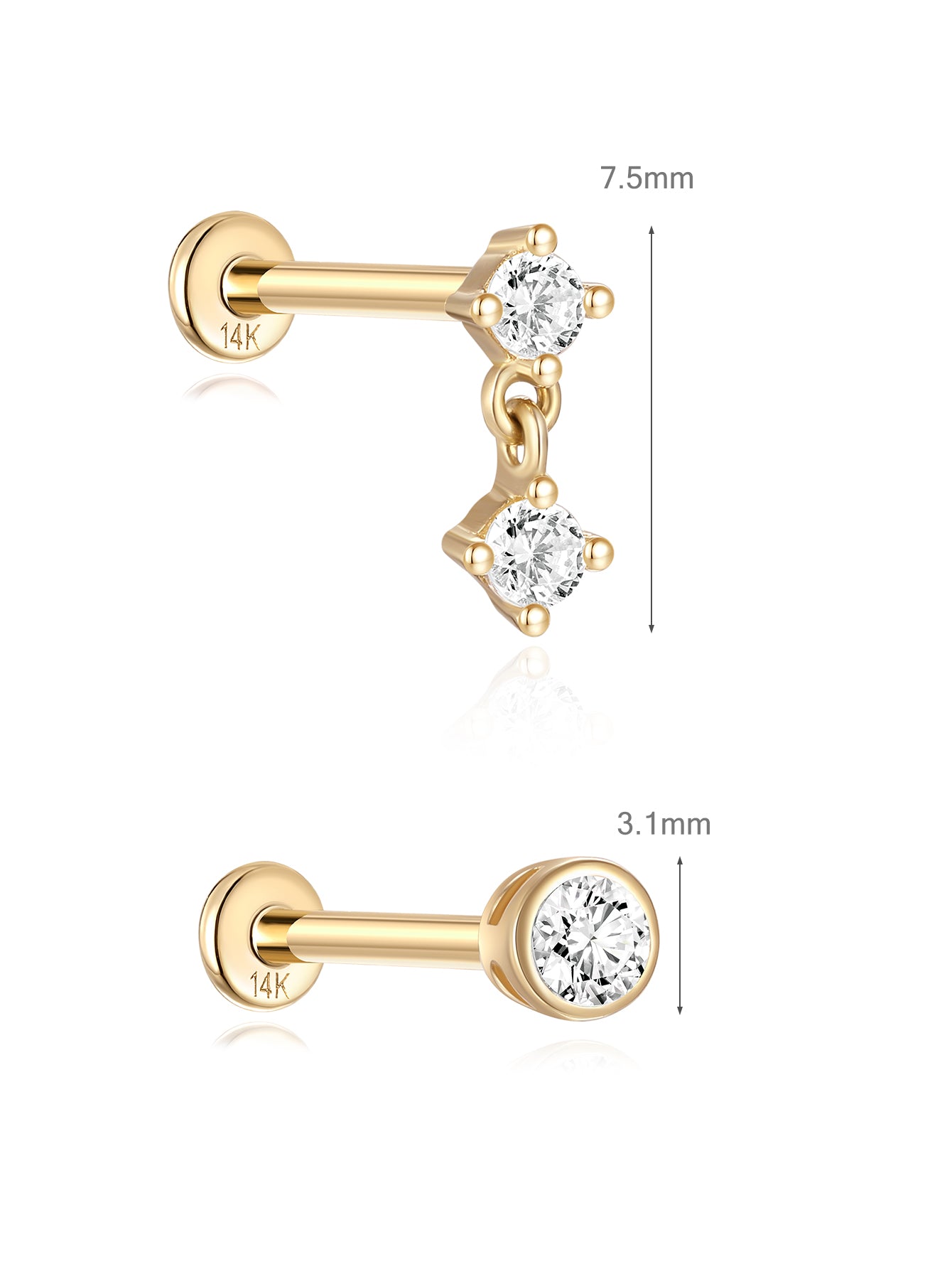 Minimalist Flatback Set in 14K Solid Gold