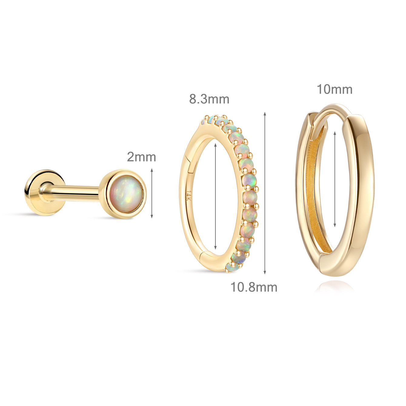 Opal Set in 14K Solid Gold
