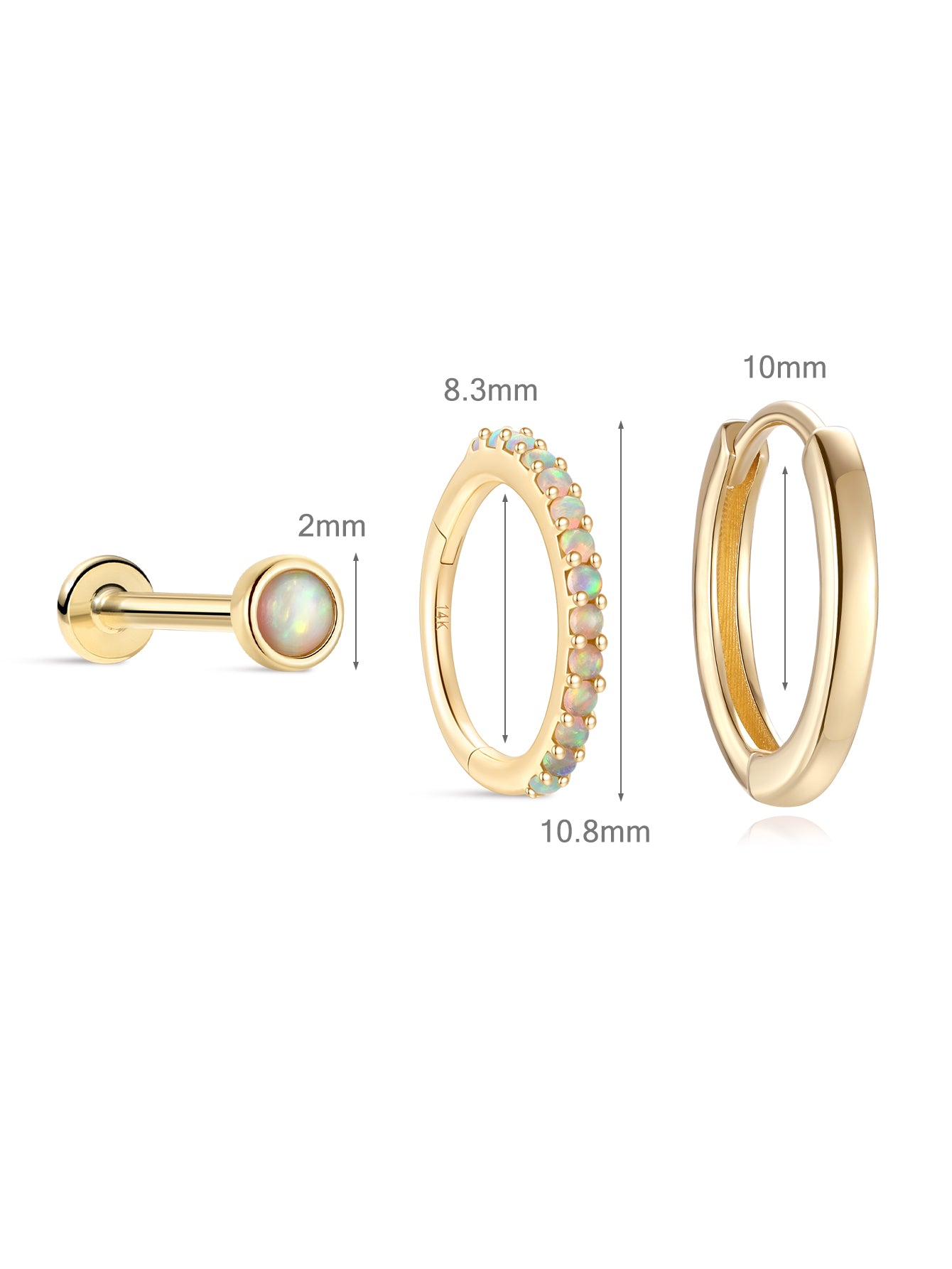 Opal Set in 14K Solid Gold