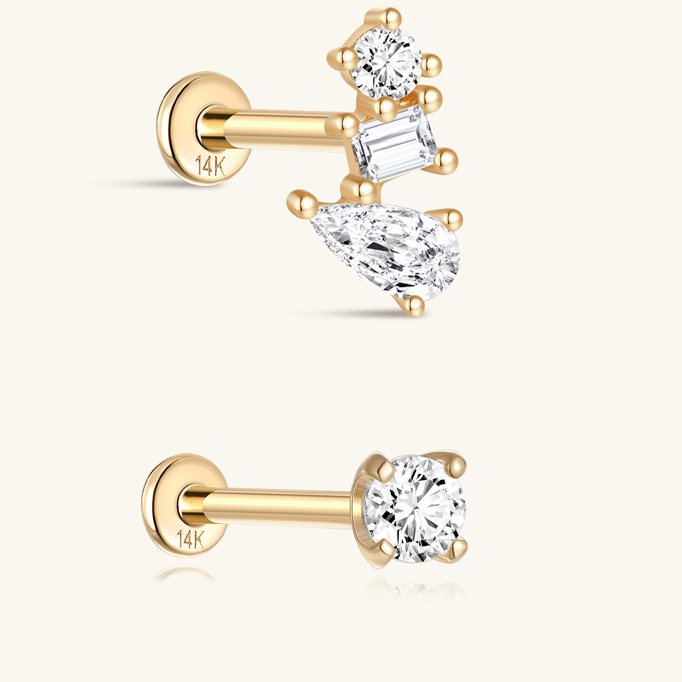 Basics Flatback Set in 14K Solid Gold