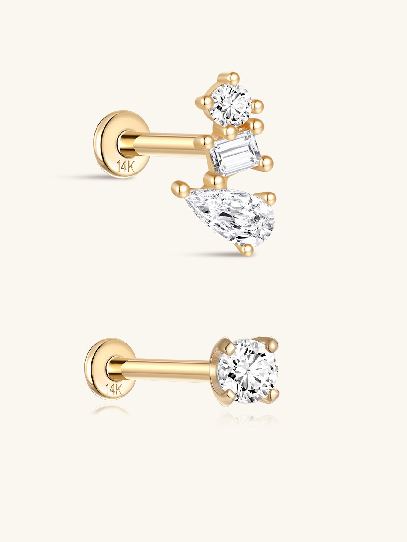 Basics Flatback Set in 14K Solid Gold