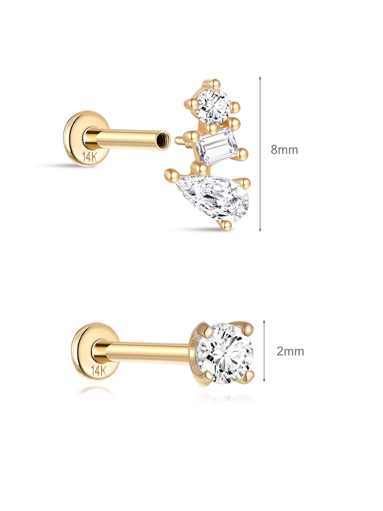 Basics Flatback Set in 14K Solid Gold