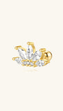 Gold 925 Sterling Silver Ear Piercing Stud with 5-lobe CZ stones.