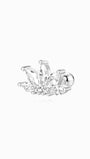 Sterling silver five-lobed ear piercing stud with floral marquise CZ stones and screw back.