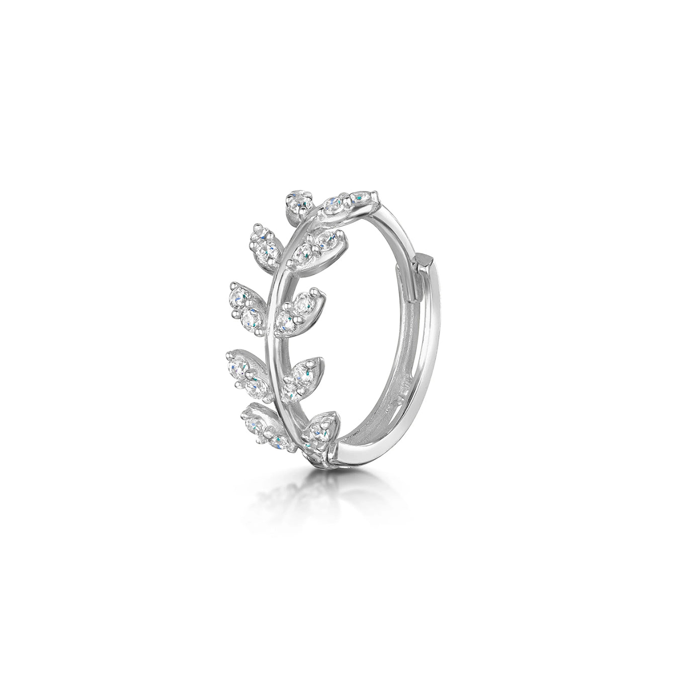 18K vergulde 925 sterling zilveren kraakbeenoorring van 16 gram met sprankelende zirkoniablaadjes.