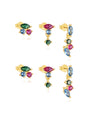 Gold-plated 925 sterling silver multi-color zircon earring set, marquise, round, baguette cuts.