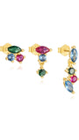 925 Sterling Silver colorful zircon irregular earrings set with marquise and round stones, gold-plated.