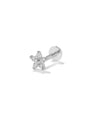 925 Sterling Silver flower stud piercing with AAAAA cubic zirconia and flat back, 16G.