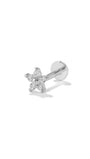925 Sterling Silver flower stud piercing with AAAAA cubic zirconia and flat back, 16G.