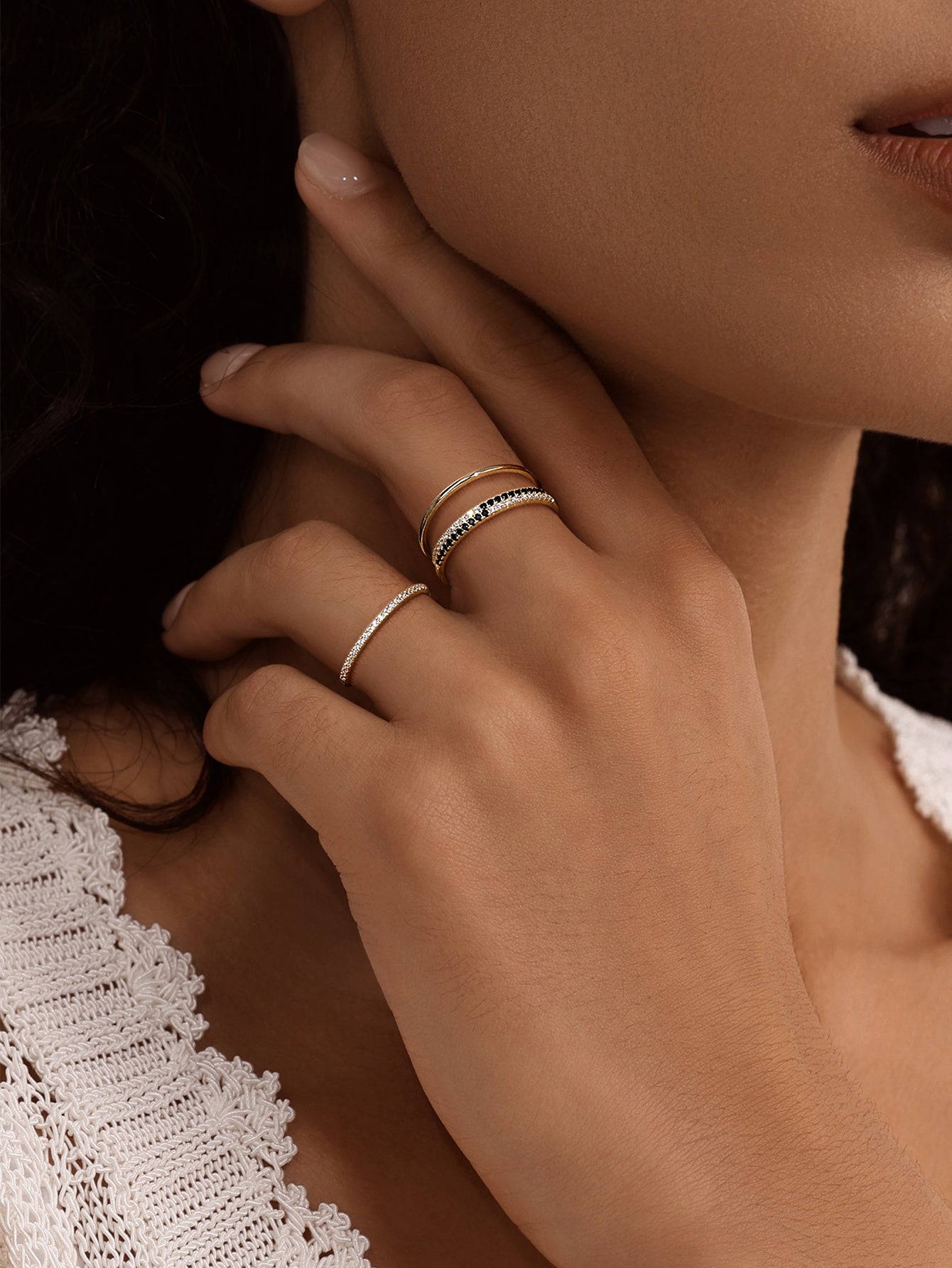 Essentials Classic Pavé Stacking Ring in 14K Solid Gold