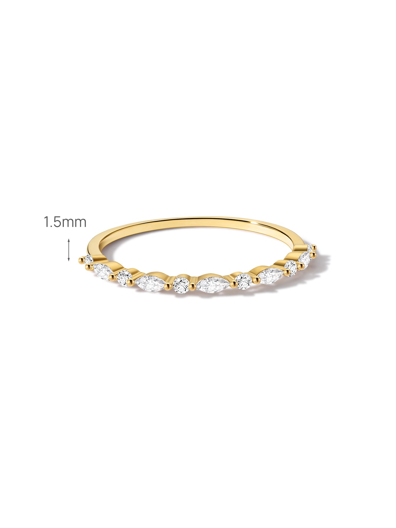 Essentials Alternating Marquise Ring in 14K Solid Gold