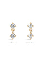 14K solid gold mini pendant stud earrings comparison: lab diamond vs AAAAA cubic zirconia.