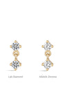 Vergleich der Mini-Ohrstecker aus 14-karätigem Gold mit Anhänger: Labordiamant vs. AAAAA-Zirkonia.