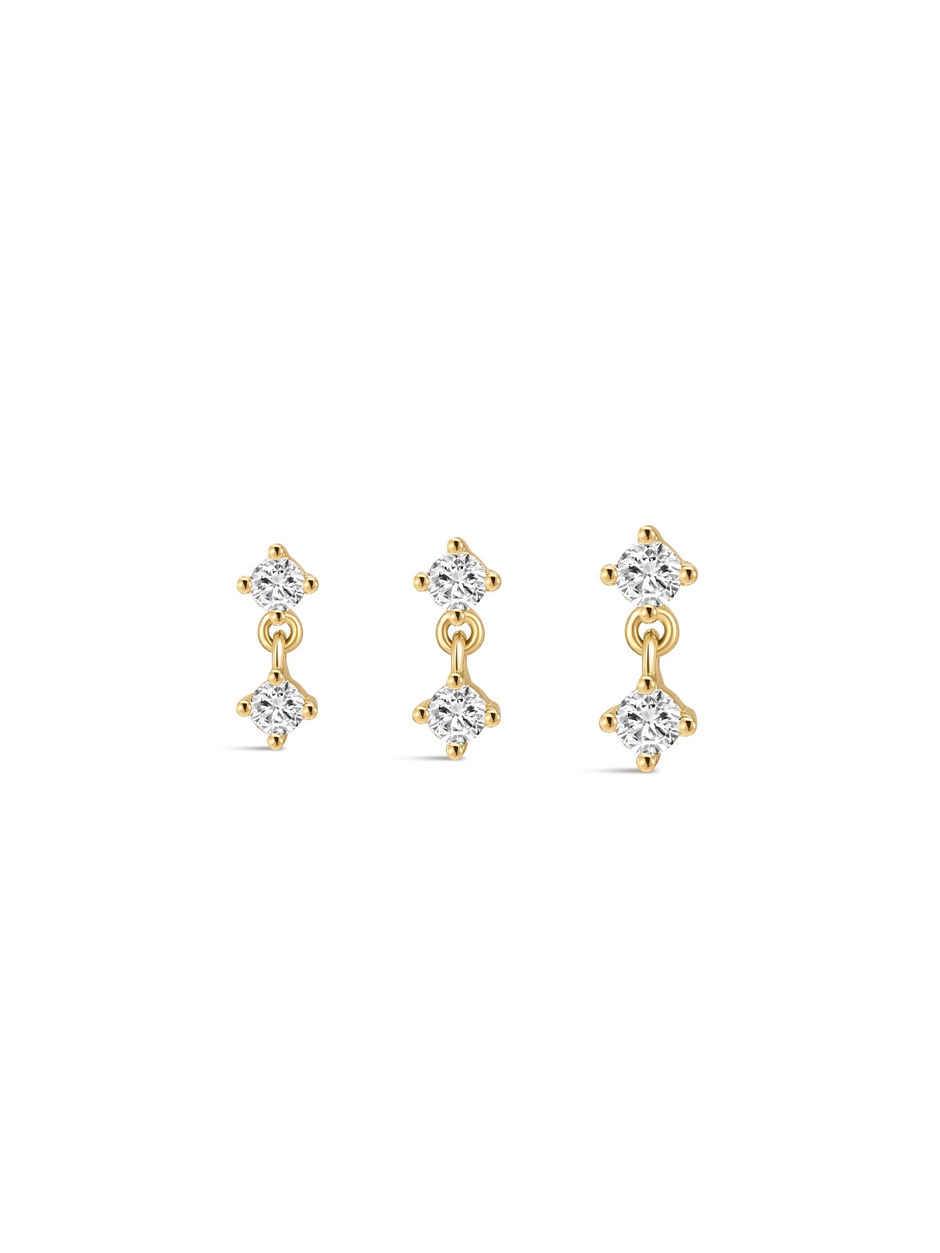 14K Solid Gold Flatback CZ Stud