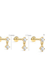 14K Solid Gold Flatback CZ Stud
