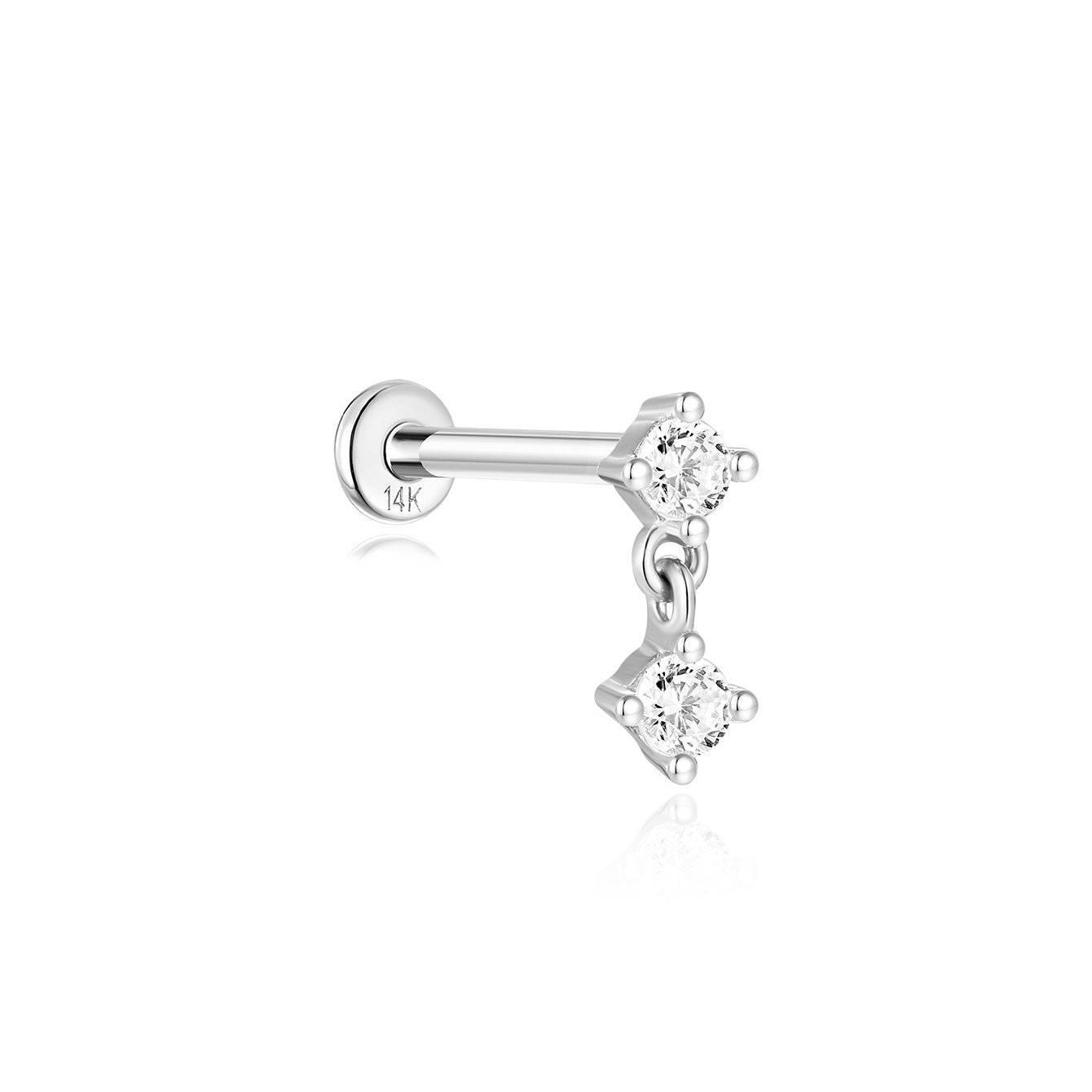 Kosiner 14K Solid Gold Mini Pendant Ear Piercing Stud