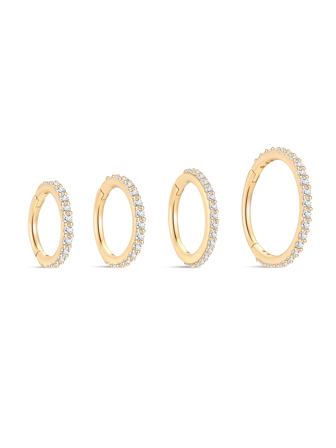 Kosiner Jewelry Pendiente Huggie de aro de eternidad pavimentado de oro macizo de 14 quilates