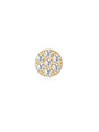 14K yellow gold labret stud earring featuring a round cluster of seven clear cubic zirconia stones with beaded gold setting.