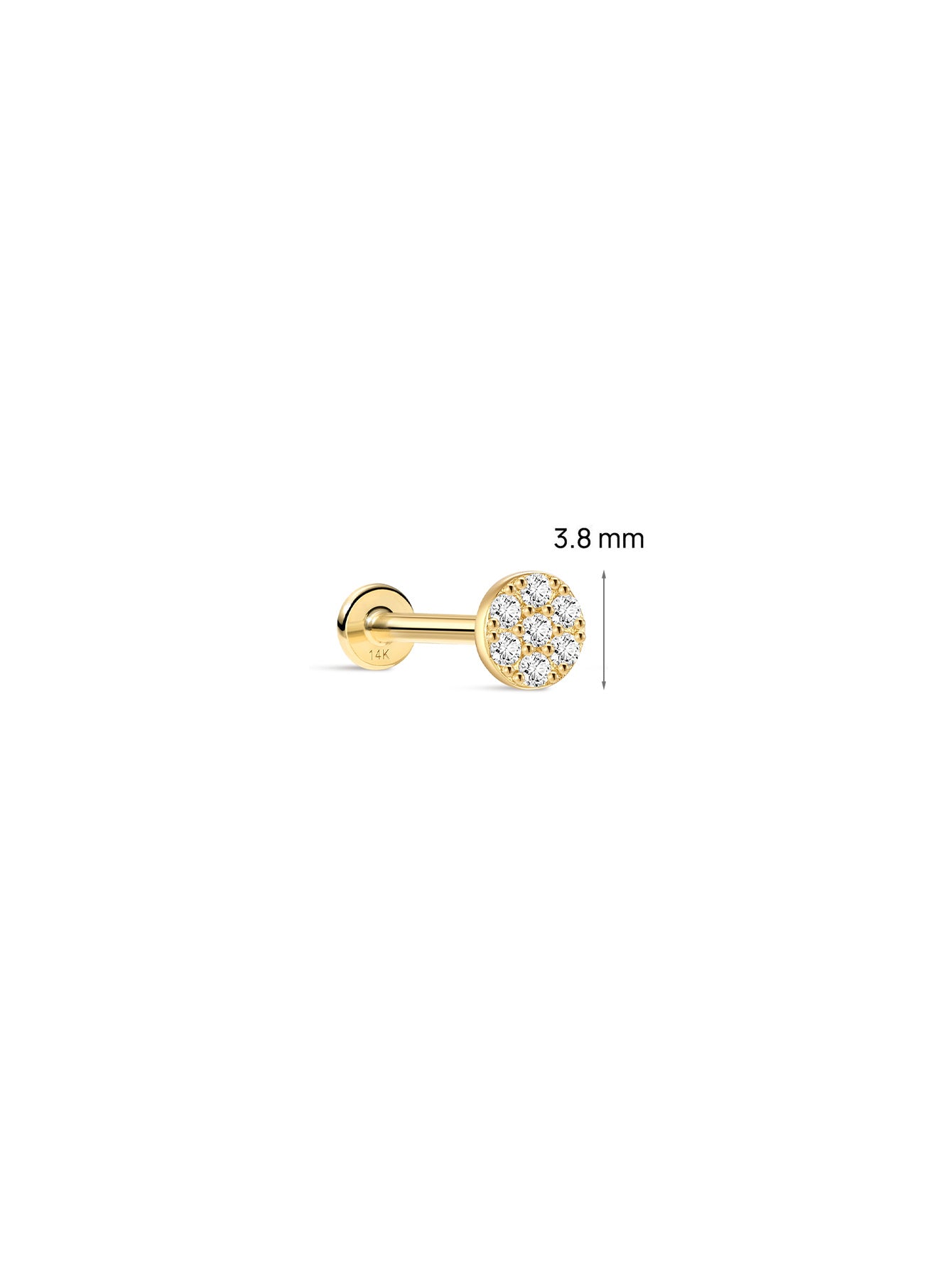 Kosiner 14K Solid Gold Classic Round Ear Piercing Stud