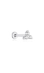 14K solid gold trinity ear piercing stud with three clear cubic zirconia stones and flatback post.