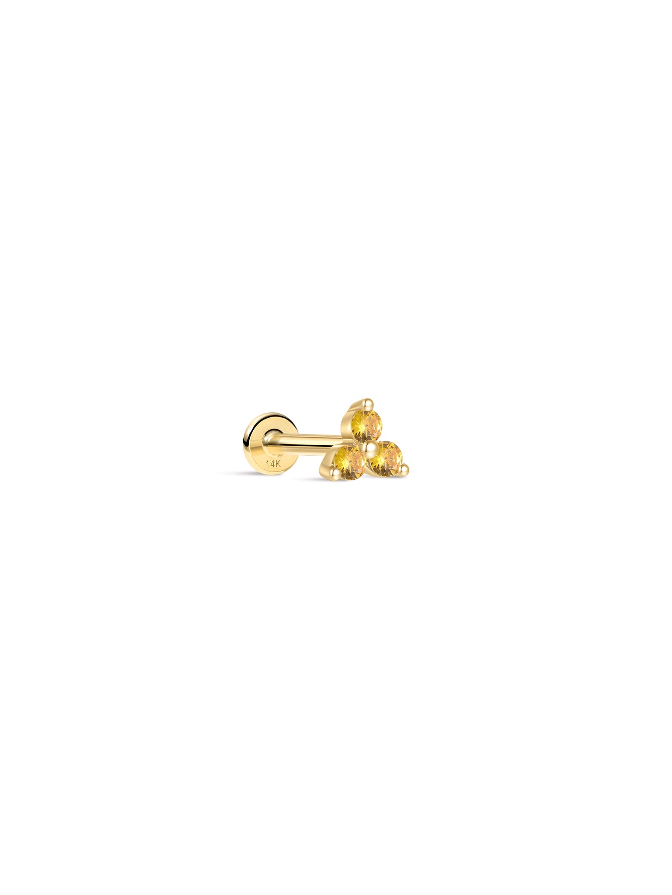 14K massief gouden Trinity glanzende geboortesteen Stud