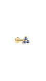 14K Solid Gold March Trinity Shiny Birthstone Stud