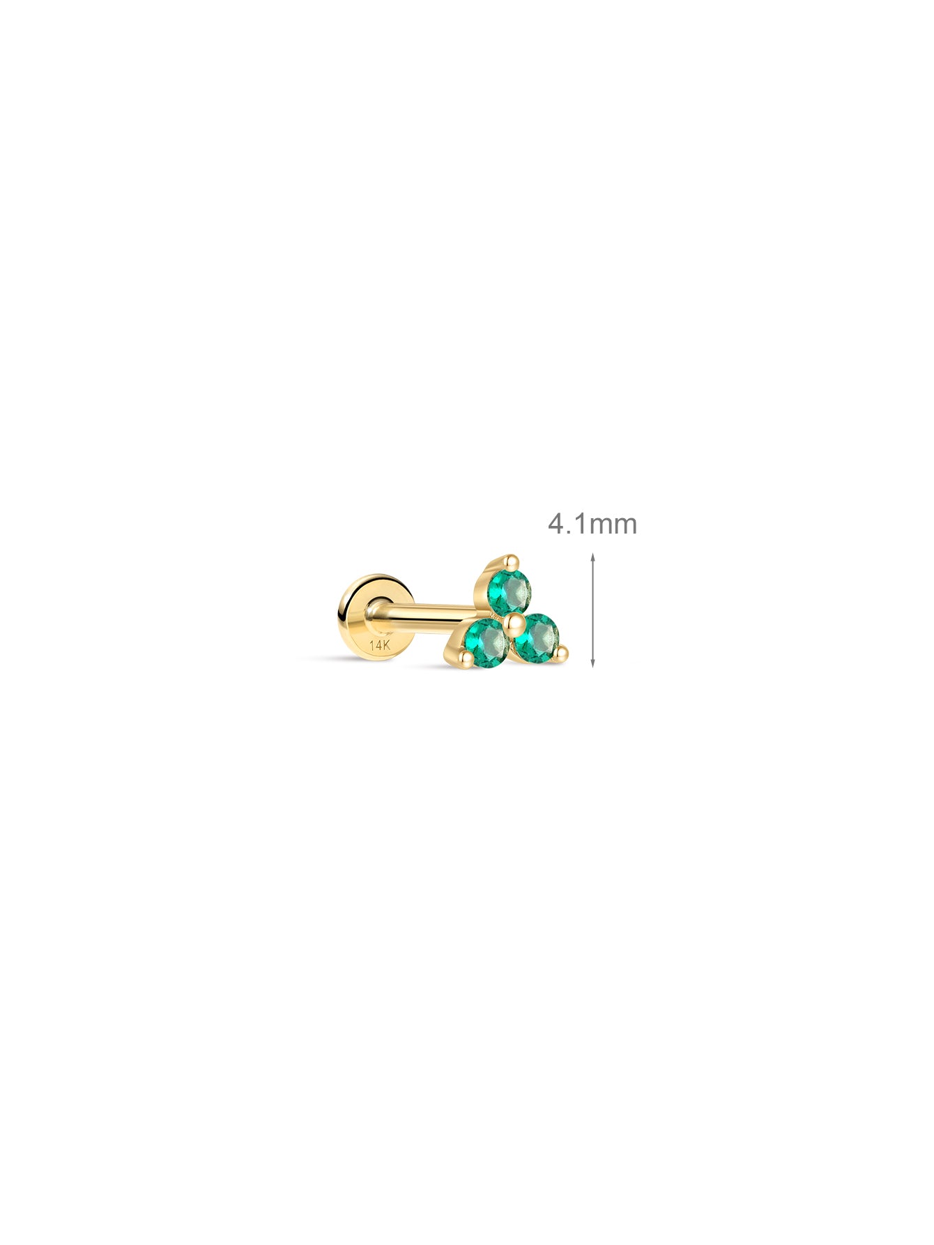 Perno portafortuna lucido in oro massiccio 14K May Trinity