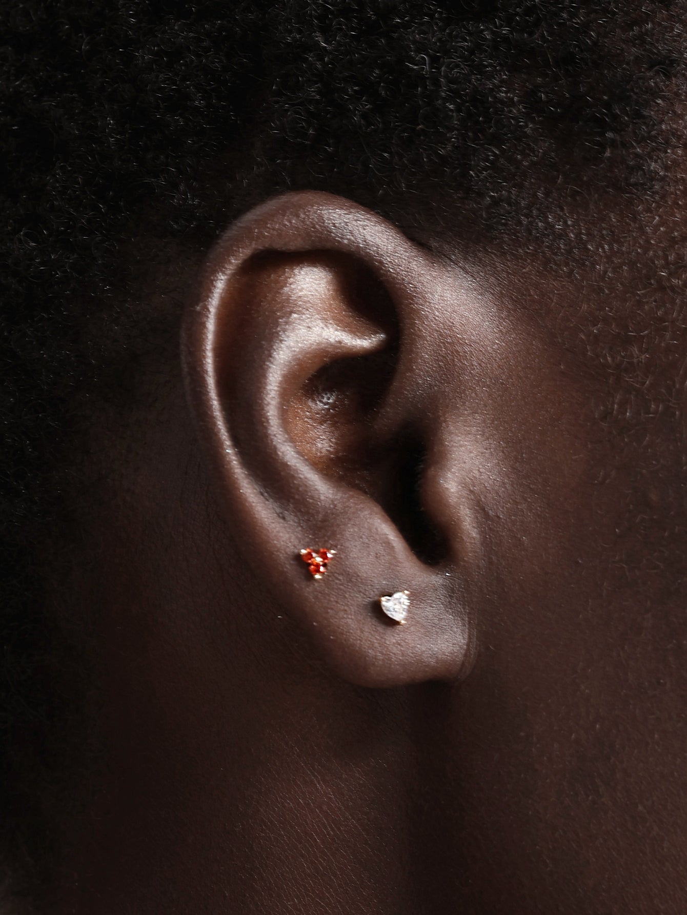 14K massief gouden Trinity glanzende geboortesteen Stud