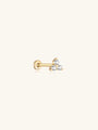 14K solid gold trinity stud piercing with three cubic zirconia stones and flatback post.