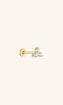 14K solid gold trinity stud piercing with three cubic zirconia stones and flatback post.