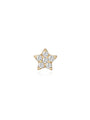 14K yellow gold star stud earring with five clear cubic zirconia stones, flat back post for ear piercings.