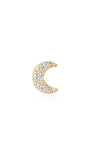 14K solid gold moon stud piercing with 3 stones and beaded edge detail.