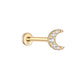 Clou de perçage d'oreille lune en or massif 14 carats