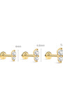 14K Solid Gold Sparkling Splicing Ear Piercing Stud