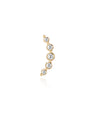 14K yellow gold curved piercing stud with five bezel-set cubic zirconia gems.