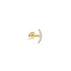 14K Solid Gold  Pave Crescent Ear Piercing Stud