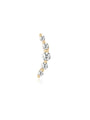 14K yellow gold curved bar stud with five clear CZ stones in pave setting, 18G. Product detail showcase.